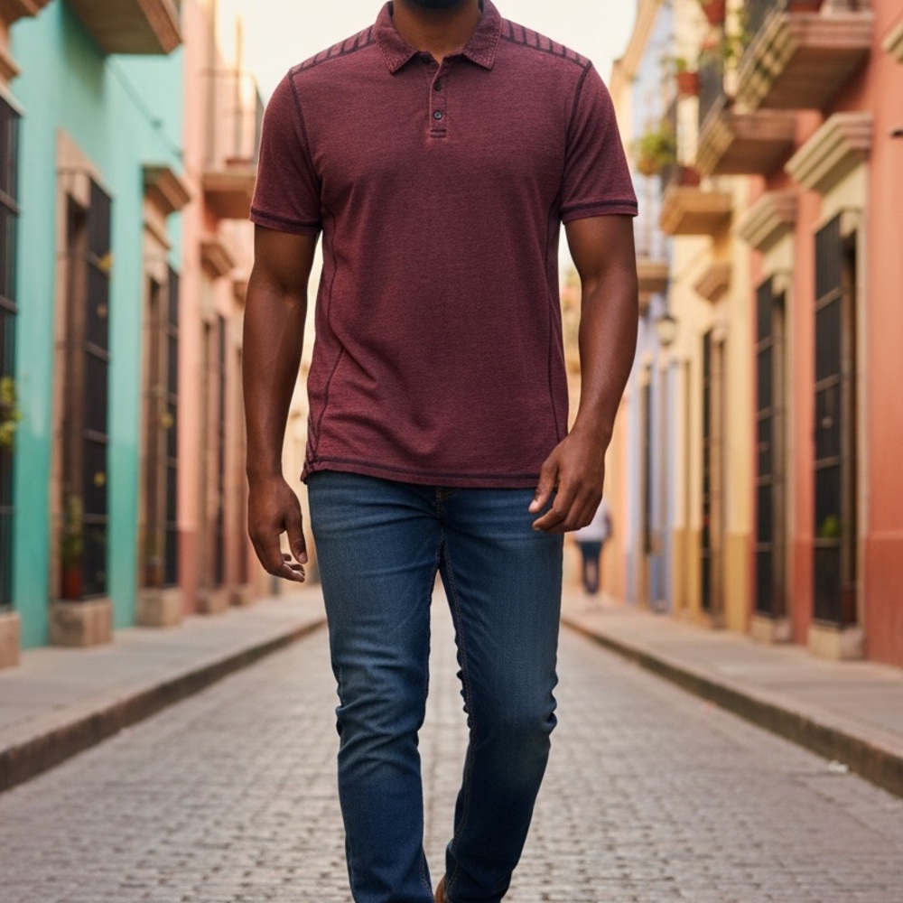 Buckle Black - Burnout Maroon Polo Shirt - 2XL